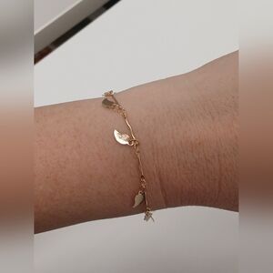 Nwot Elegant Goldplated Leaf Adjustable Anklet Bracelet 8" - 9.5"